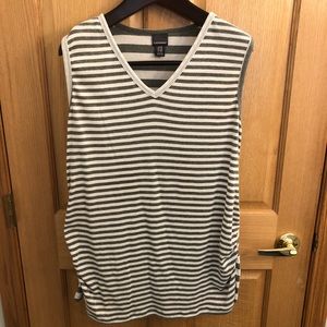 Oh Baby! by Motherhood Maternity V-Neck Sleeveless Top White / Gray Stripe 1X